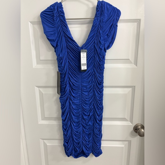 Bebe Elegant Blue Ruched Dress - Picture 2 of 6